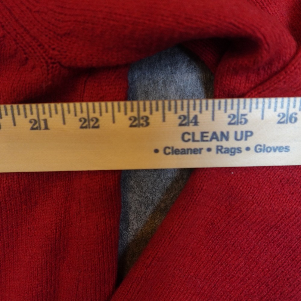 J Jill Cardigan Women Large Red Merino Wool Cashmere Open Front Pocket Soft - Picture 9 of 10